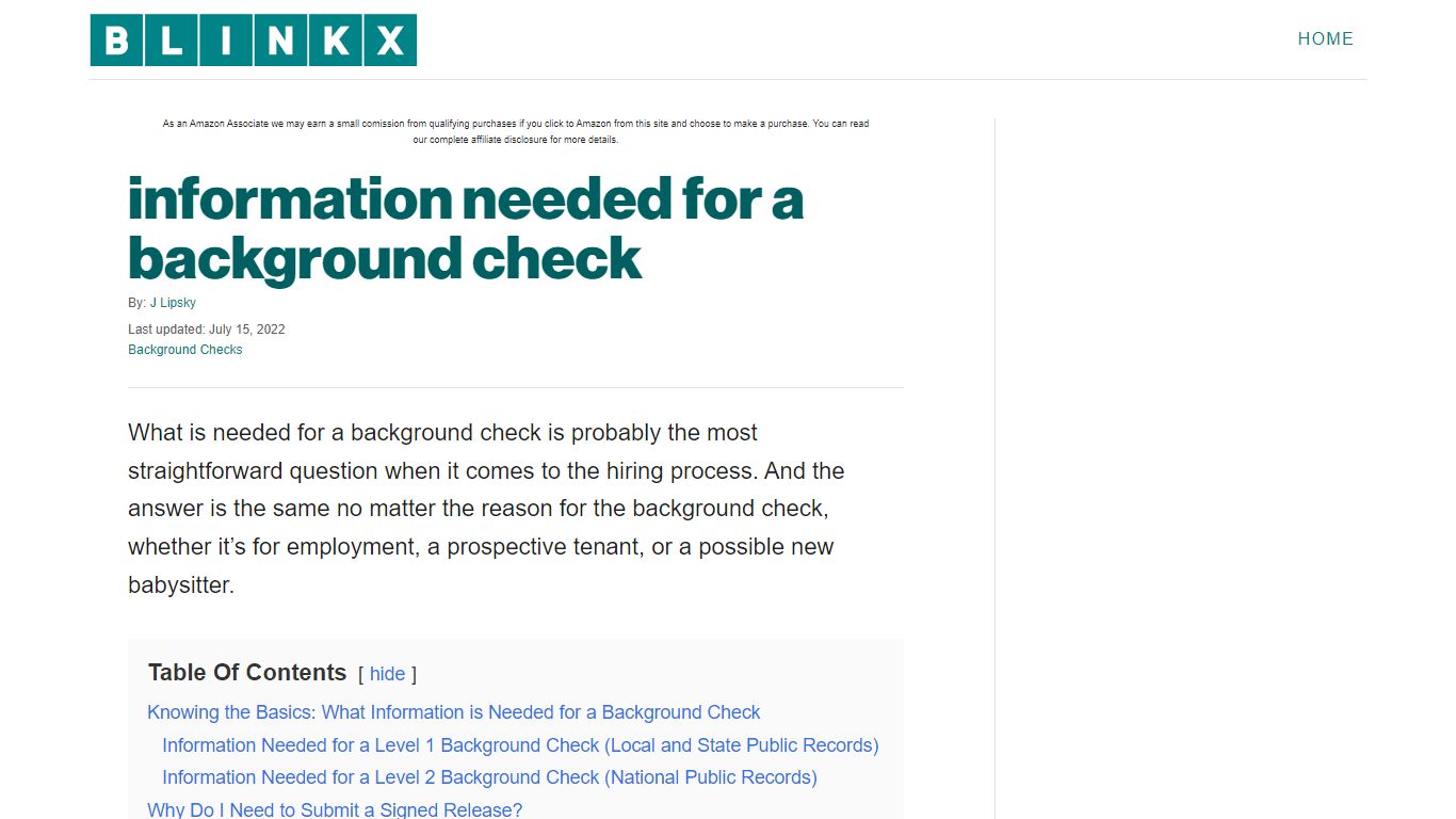 information needed for a background check - Blinkx