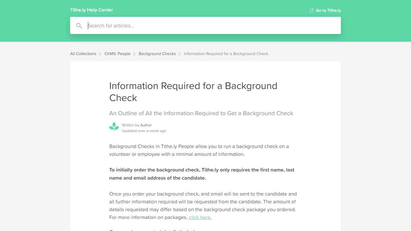 Information Required for a Background Check | Tithe.ly Help Center